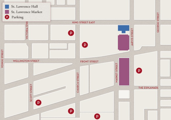 Map view of parking lots around St. Lawrence Market